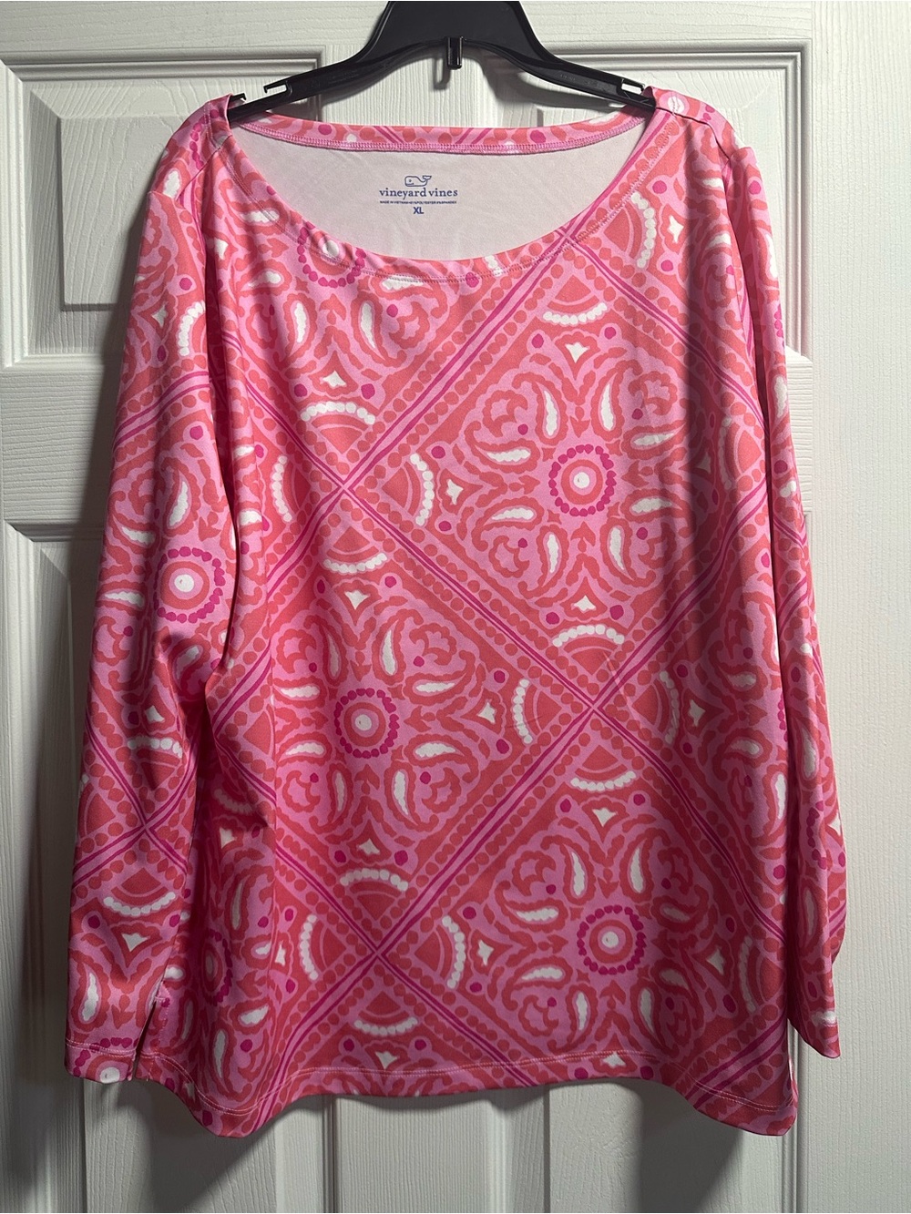 Vineyard Vines Pink & White Patterned Long-Sleeve Top